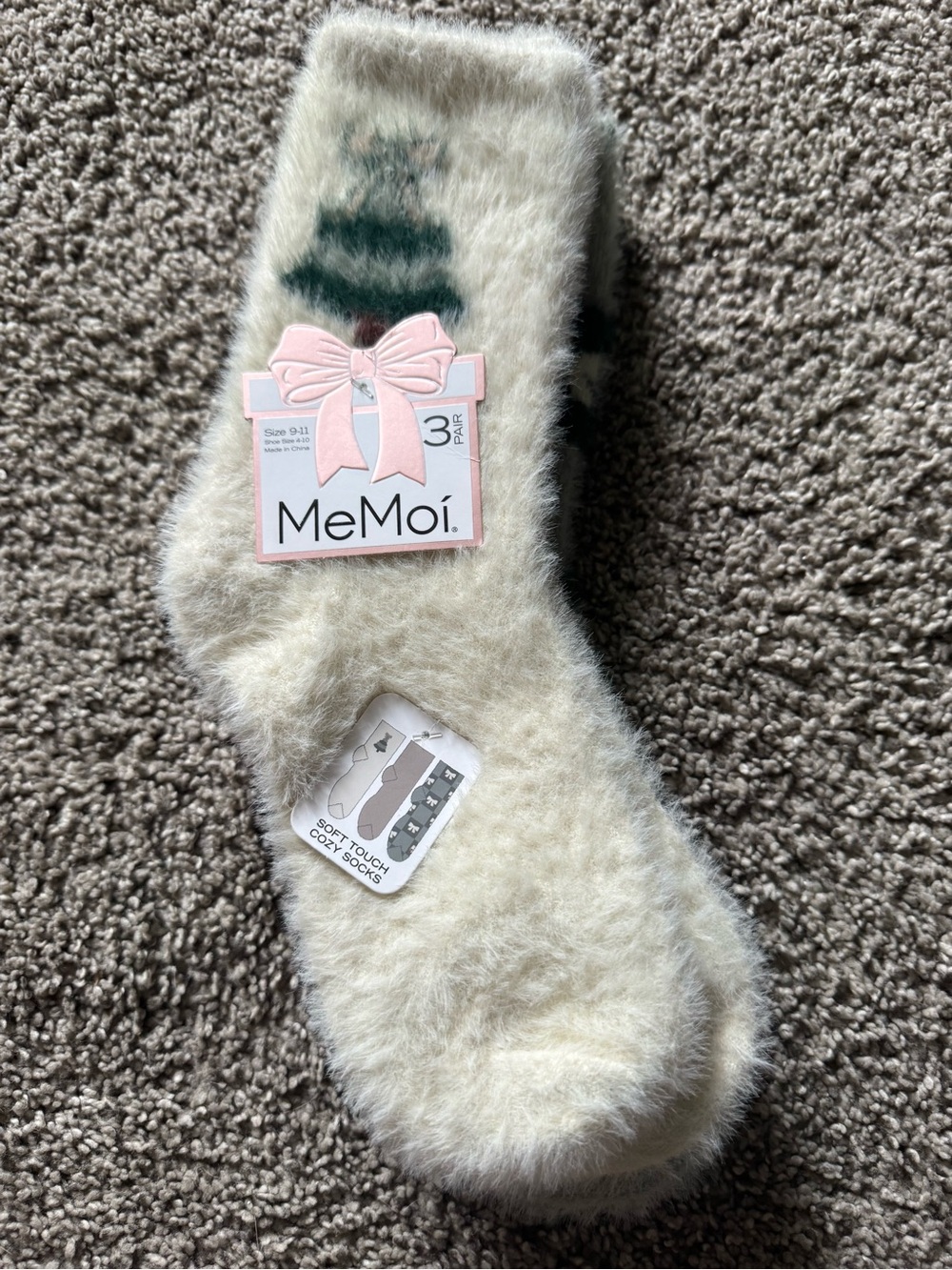 MeMoi Ultra-Plush Novelty Cozy Crew Socks 3-Pack Gift Set NWT